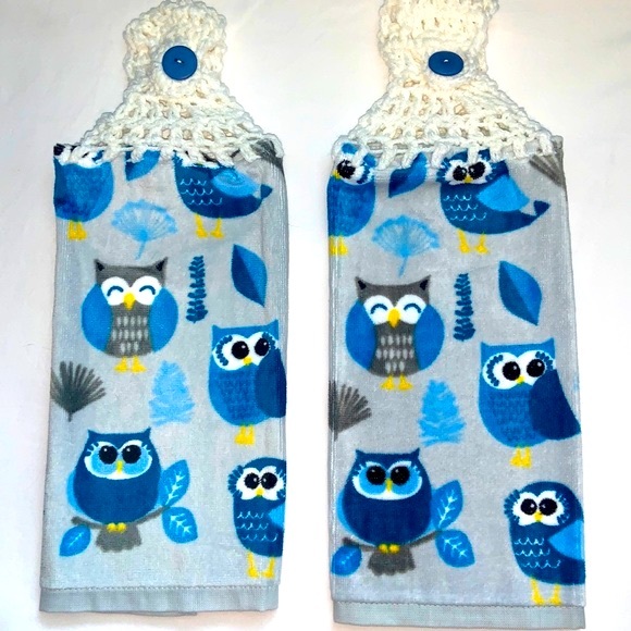 Hand Crafted Other - Hand Crafted Crocheted Top Hanging Owls Kitchen or Bathroom Hand Towels